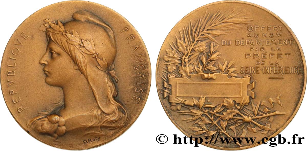 TERCERA REPUBLICA FRANCESA Médaille de récompense, offert par le préfet de la Seine-Inférieure MBC+