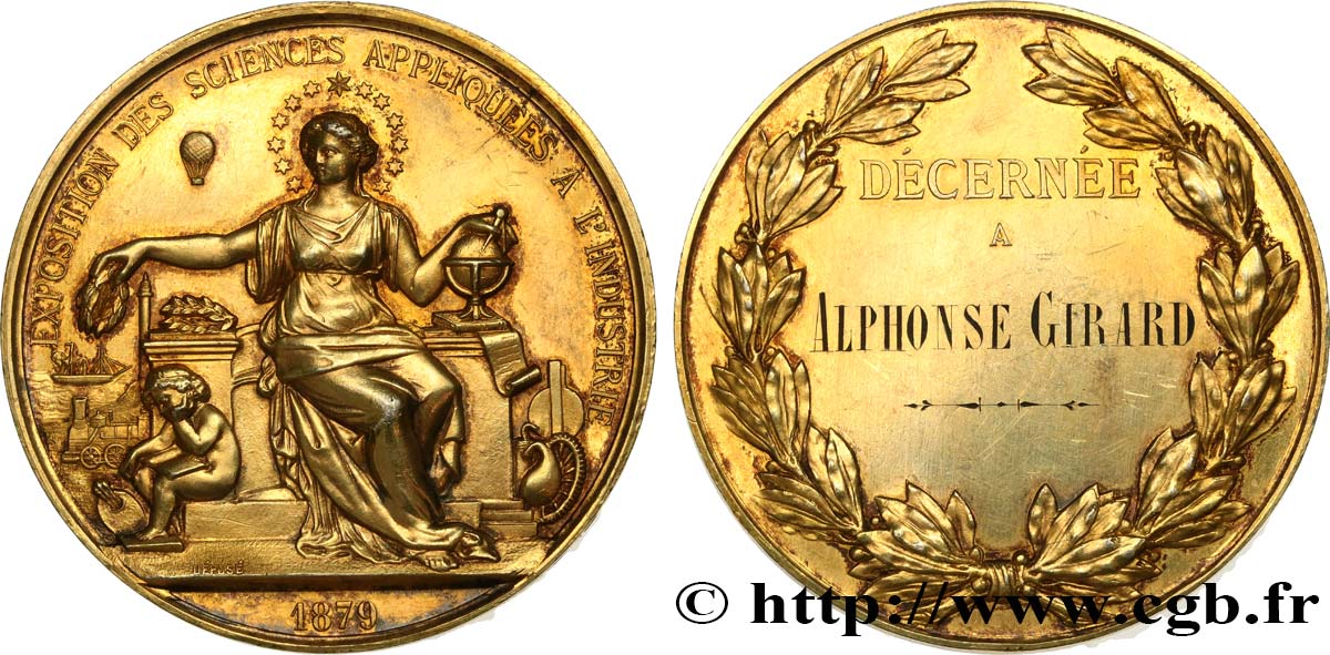 III REPUBLIC Médaille de récompense, Exposition des sciences appliquées à l’industrie AU
