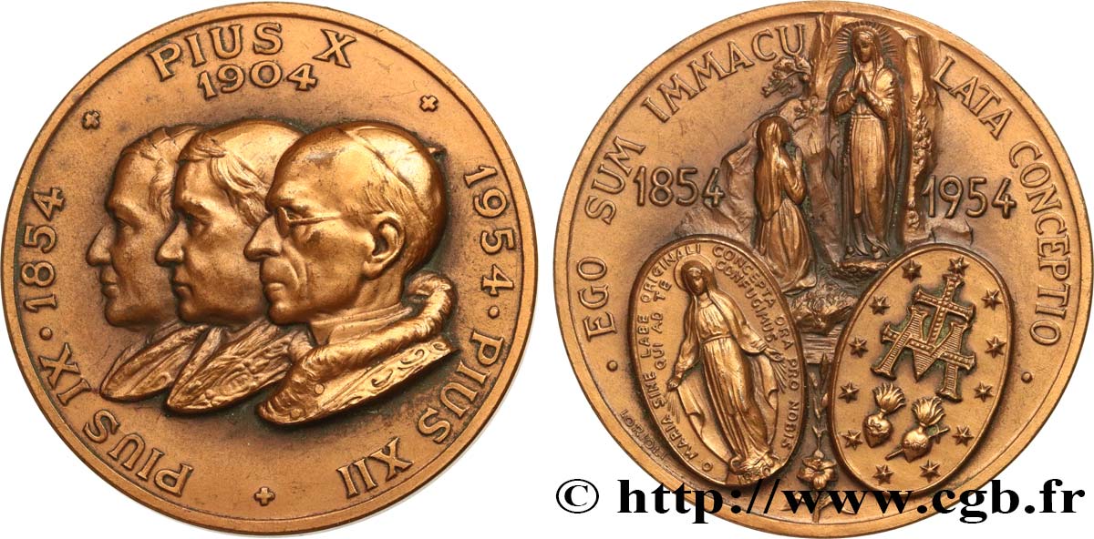 VATICAN AND PAPAL STATES Médaille, l’Immaculée conception AU