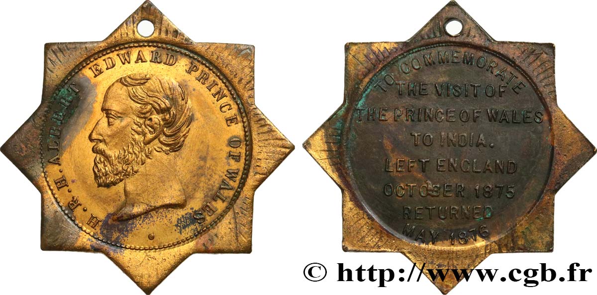 GRANDE-BRETAGNE - ÉDOUARD VII Médaille, Commémoration de la visite du Prince de Galles en Inde SS