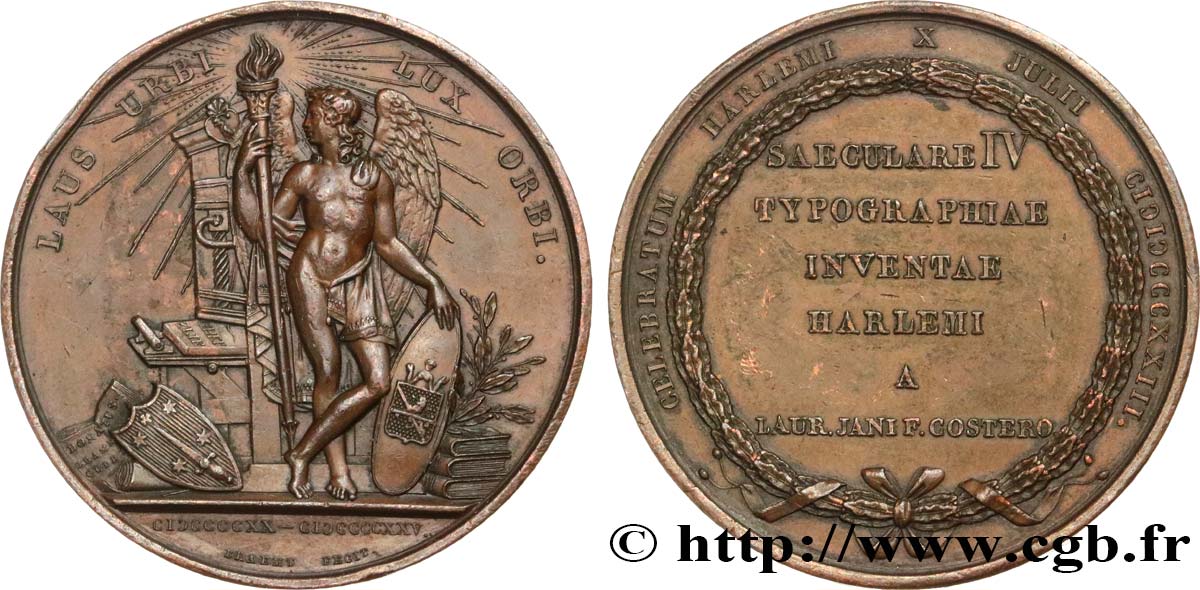 NETHERLANDS Médaille, Commémoration du 400e anniversaire de la Presse d’imprimerie XF