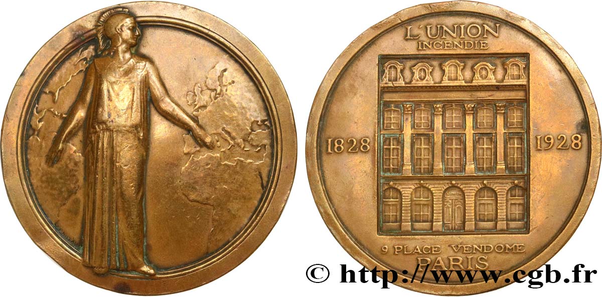 LES ASSURANCES Médaille, Centenaire de l’Union incendie SS