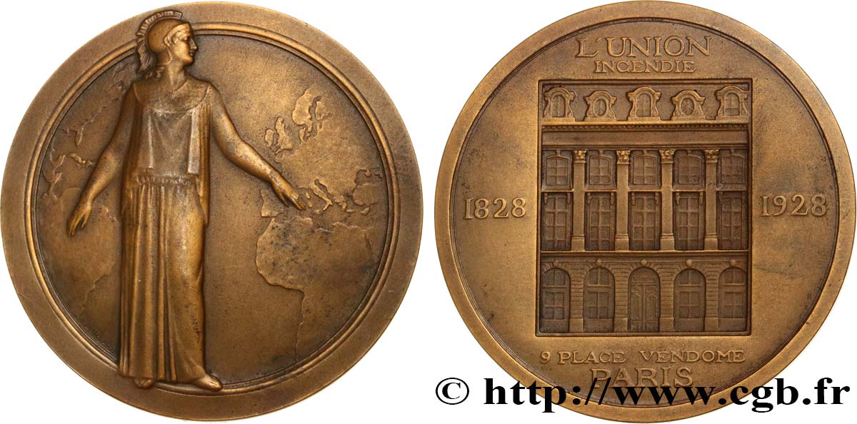 LES ASSURANCES Médaille, Centenaire de l’Union incendie SS