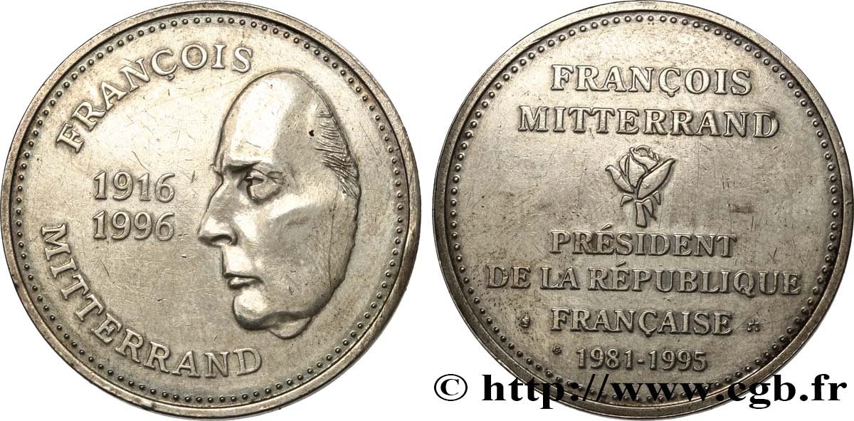CINQUIÈME RÉPUBLIQUE Médaille, François Mitterrand TTB