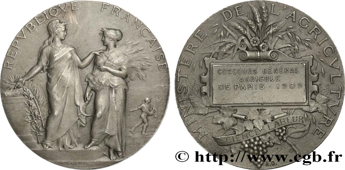 TROISIÈME RÉPUBLIQUE Médaille, Concours général agricole de Paris TTB