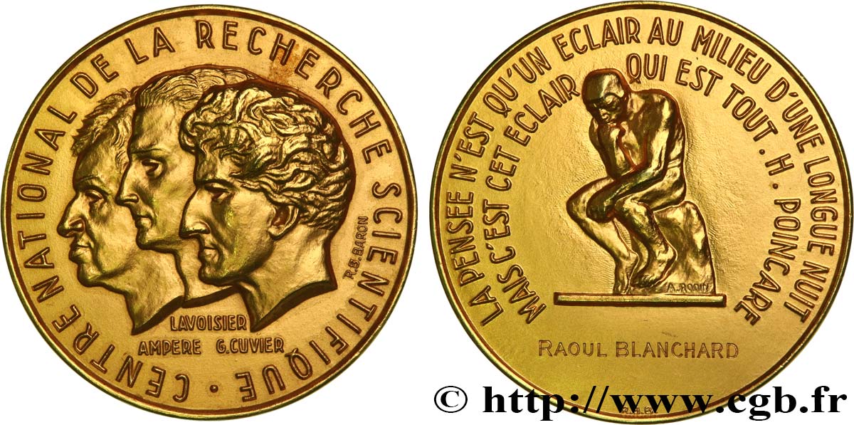 CINQUIÈME RÉPUBLIQUE Médaille d’or du CNRS,  à R. Blanchard SPL