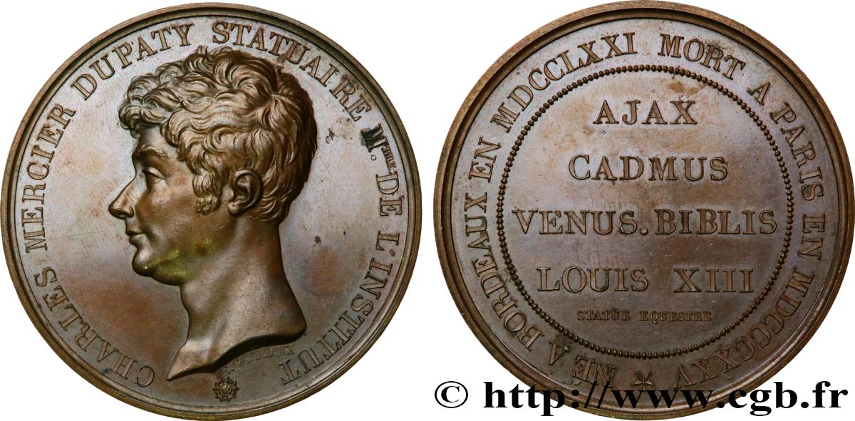 LOUIS XVIII Médaille, Charles Mercier Dupaty, Statue équestre de la Place des Vosges SUP