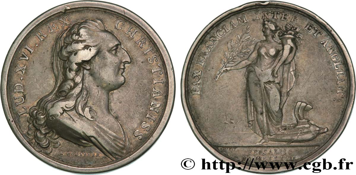 LOUIS XVI Médaille, traité de Versailles XF/VF