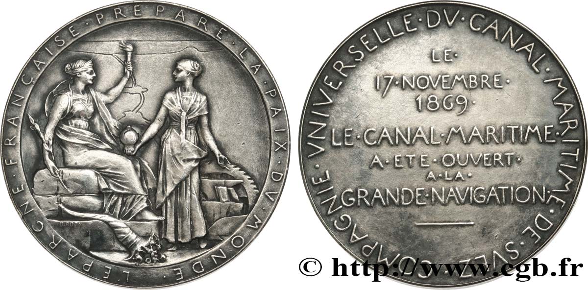 CANAUX ET TRANSPORTS FLUVIAUX Médaille, Compagnie Universelle du Canal maritime de Suez EBC/MBC+