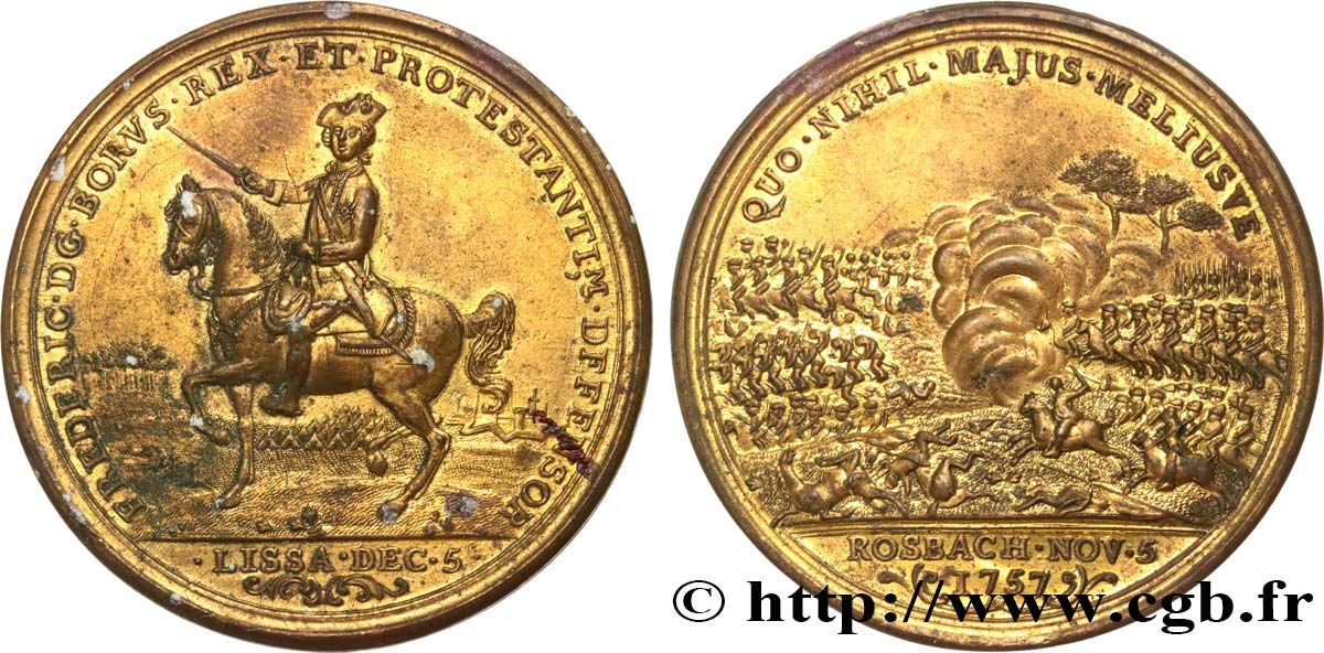 GERMANY - KINGDOM OF PRUSSIA - FREDERICK II THE GREAT Médaille, Batailles de Lissa et Rosbach AU