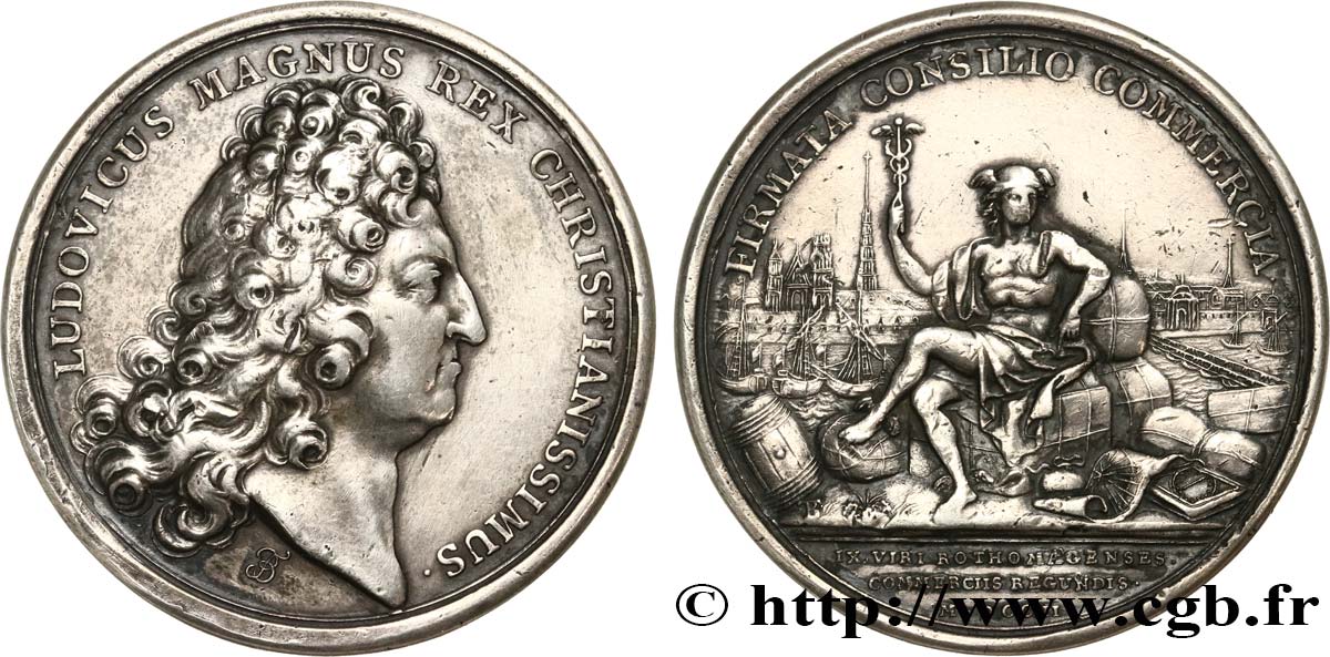 LOUIS XIV  THE SUN KING  Médaille,Chambre de Commerce de Rouen SS