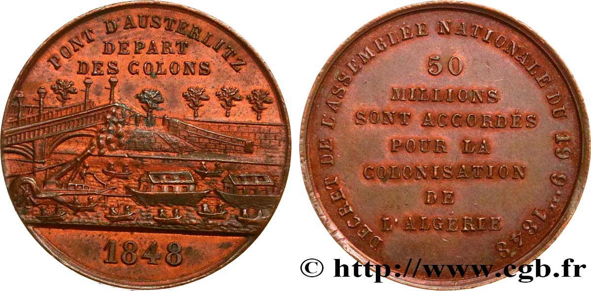 DEUXIÈME RÉPUBLIQUE Médaille, départ des colons parisiens SUP