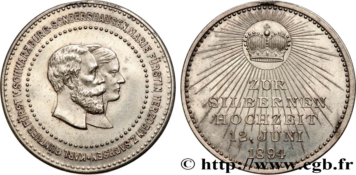 GERMANIA - SASSONIA Médaille, Noces d’argent du Prince Karl Günter et Marie de Saxe q.SPL