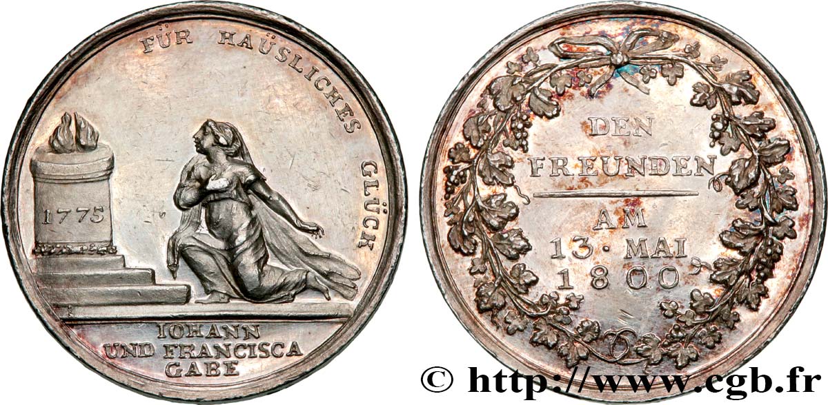 DEUTSCHLAND Médaille, Noces d’argent de Johann et Francisca Gabe fVZ