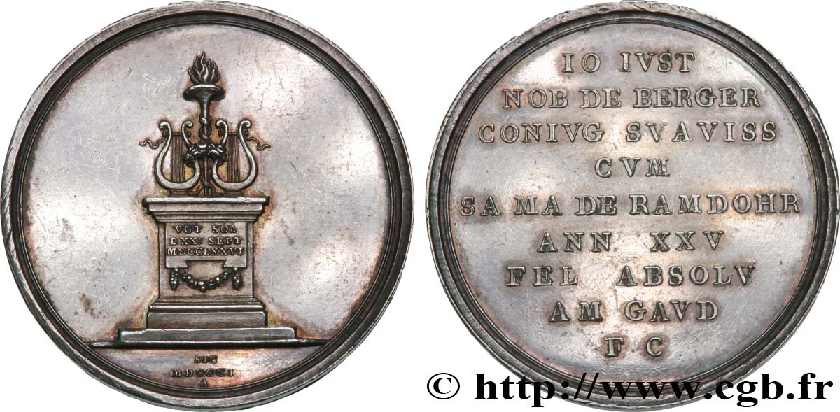 GERMANY Médaille, Noces d’argent de Johann Justus Edler et Sara Margaretha AU
