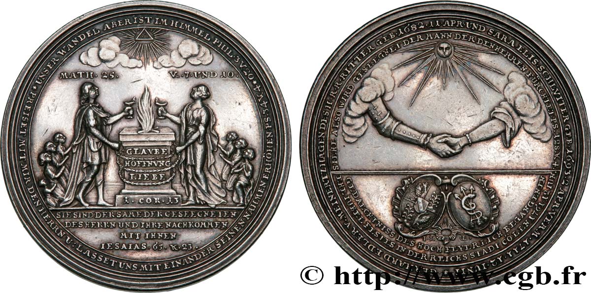 ALEMANIA Médaille, Noces d’or de Gerhard de Meinertzhagen et de son épouse née S. E. Schluiter MBC+