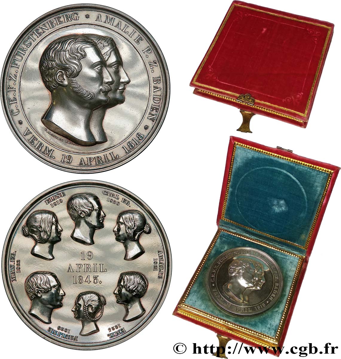 DEUTSCHLAND Médaille, Noces d’argent de Karl Egon II et d’Amalie, née von Baden fVZ