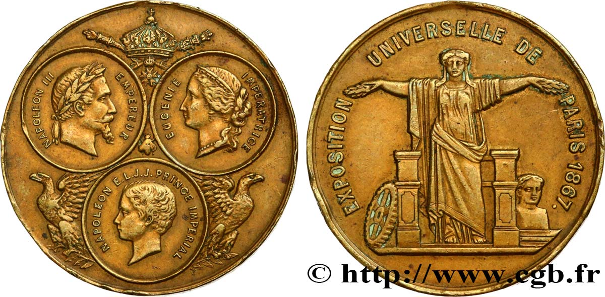 SECOND EMPIRE Médaille de la famille impériale - souvenir de l’Exposition TTB