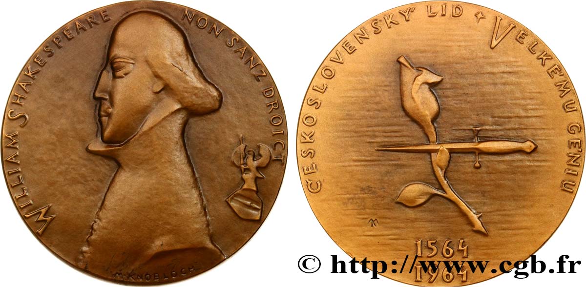 RÉPUBLIQUE TCHÈQUE Médaille, William Shakespeare SUP