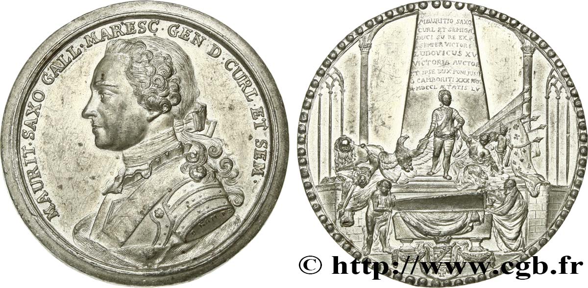 LOUIS XV DIT LE BIEN AIMÉ Médaille du mausolée du Maréchal Maurice de Saxe TTB+