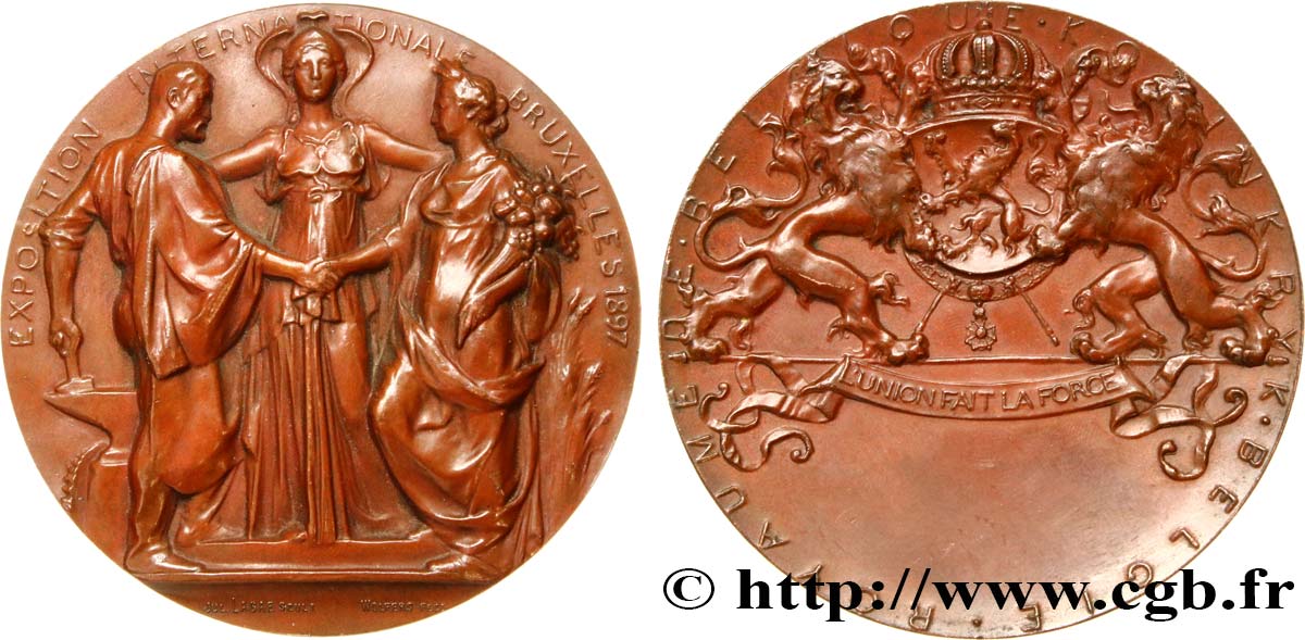 BELGIQUE - ROYAUME DE BELGIQUE - LÉOPOLD II Médaille, Exposition internationale TTB+