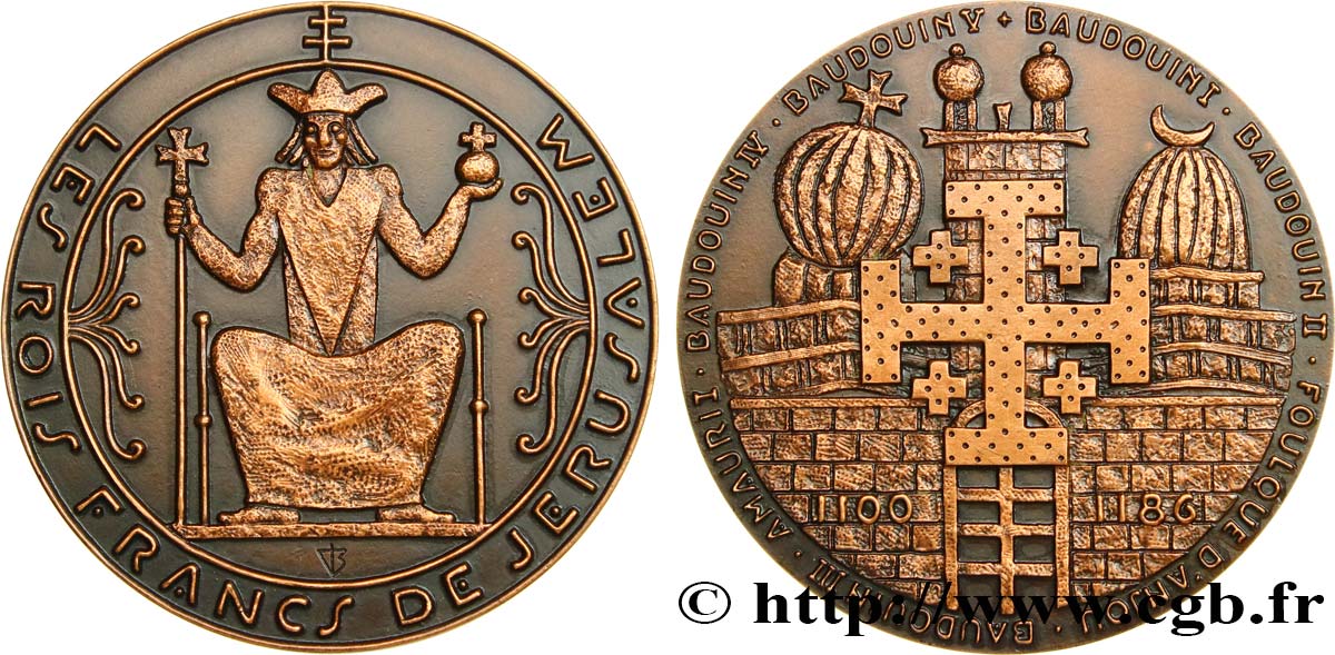 BUILDINGS AND HISTORY Médaille, les rois francs de Jérusalem AU