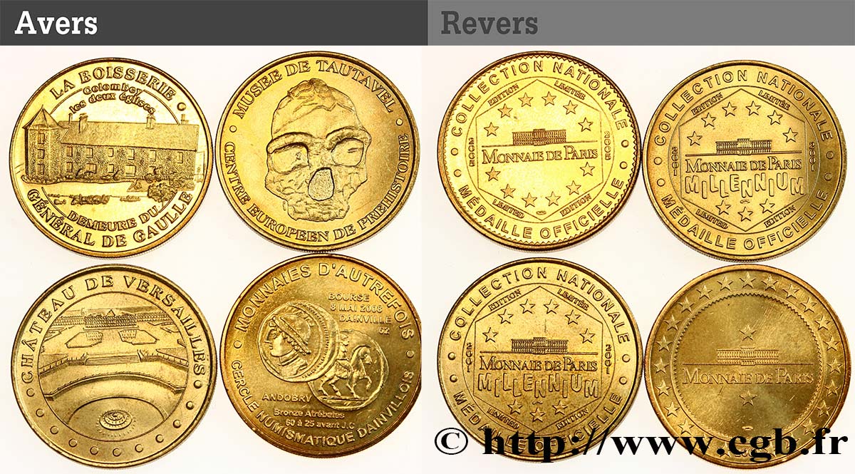 BUILDINGS AND HISTORY Médaille touristique, Lot de 4 ex. XF