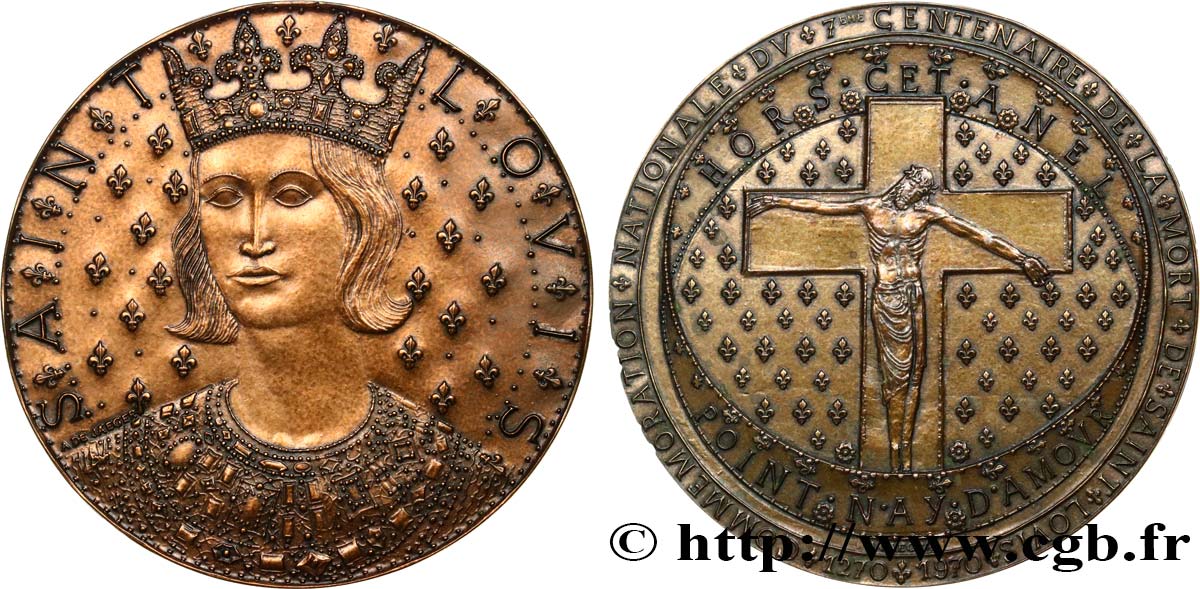 LOUIS IX OF FRANCE CALLED SAINT LOUIS Médaille, 700 ans de la mort de Saint-Louis AU