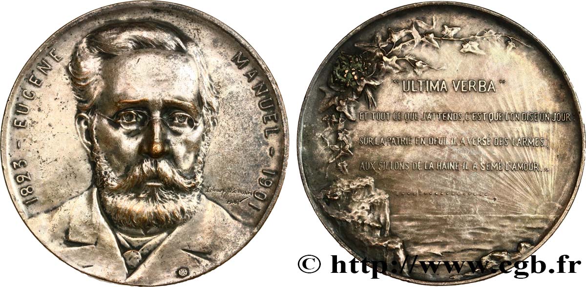 PERSONNAGES CELEBRES Médaille, Eugène Manuel et “Ultima Verba” MBC