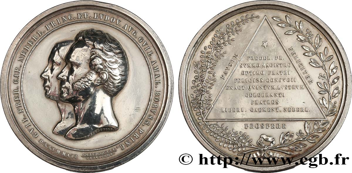 NIEDERLANDE Médaille, Noces d’argent de Frédéric d’Orange-Nassau et de Louise de Prusse SS