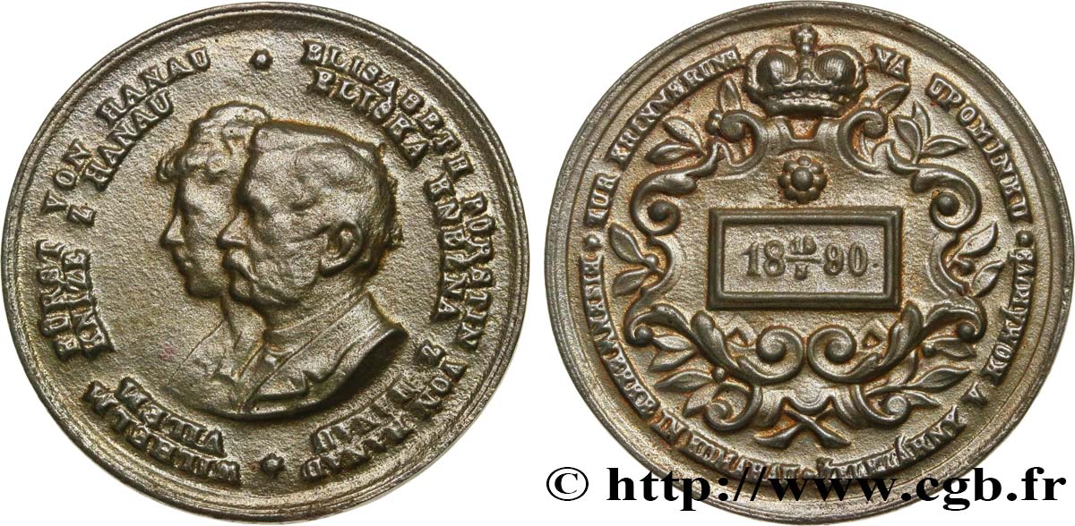 ALLEMAGNE Médaille, Mariage du Prince Guillaume de Hanau avec Elisabeth de Lippe-Weissenfeld TTB