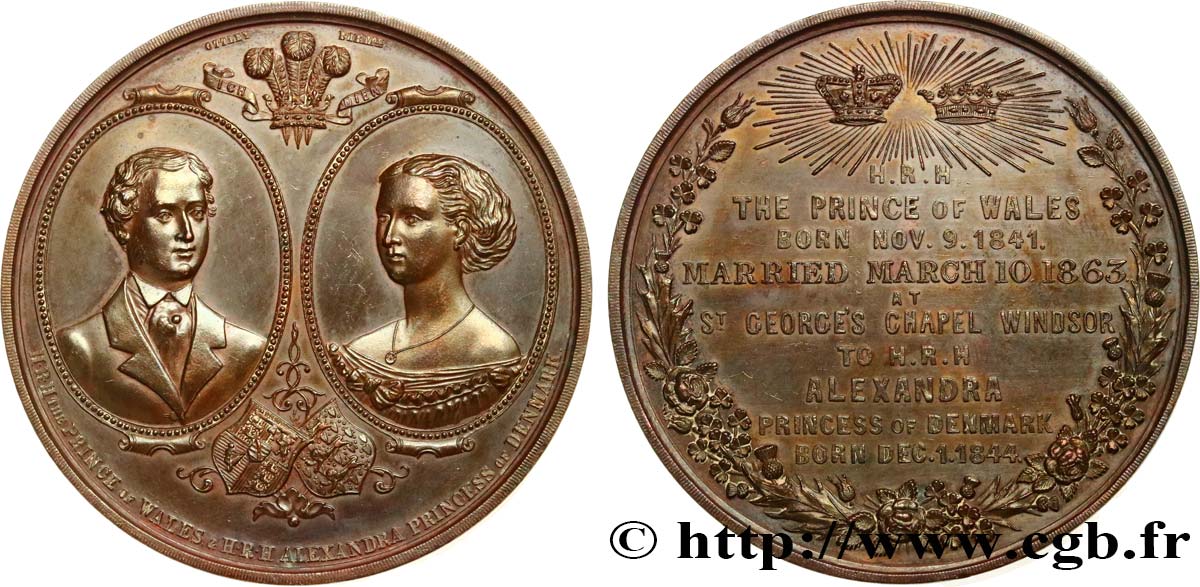 VEREINIGTEN KÖNIGREICH Médaille, Mariage du Prince de Galles, Albert-Edouard, et Alexandra du Danemark SS