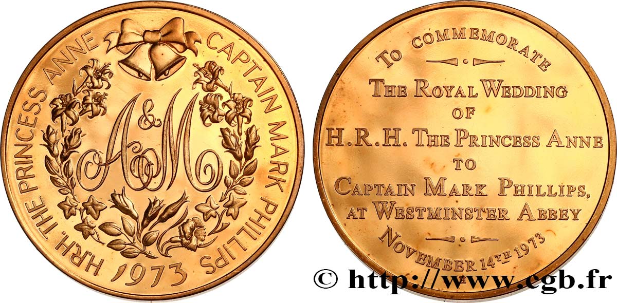 UNITED KINGDOM Médaille, Mariage de la Princesse Anne avec Mark Phillips MS