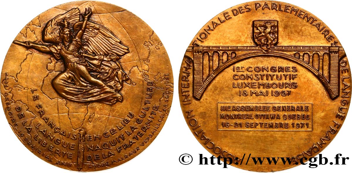 CINQUIÈME RÉPUBLIQUE Médaille, IIIe Assemblée générale, Ier congrès constitutif TTB+