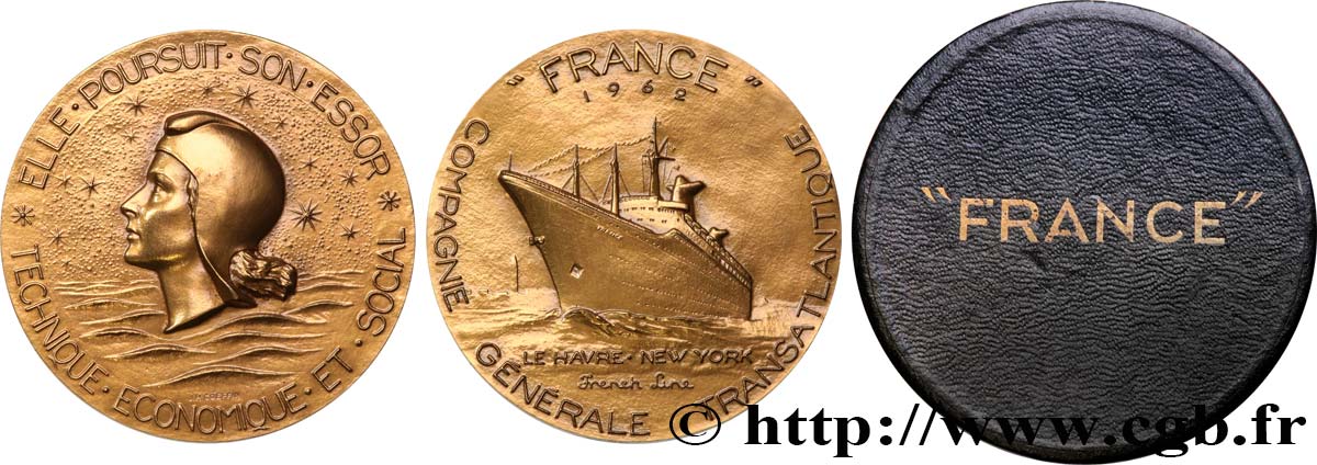 FUNFTE FRANZOSISCHE REPUBLIK Médaille, Paquebot France VZ