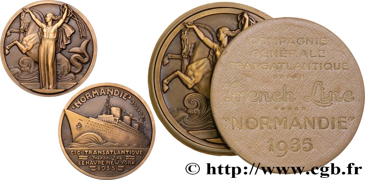 III REPUBLIC Médaille, French Line, le “Normandie” AU