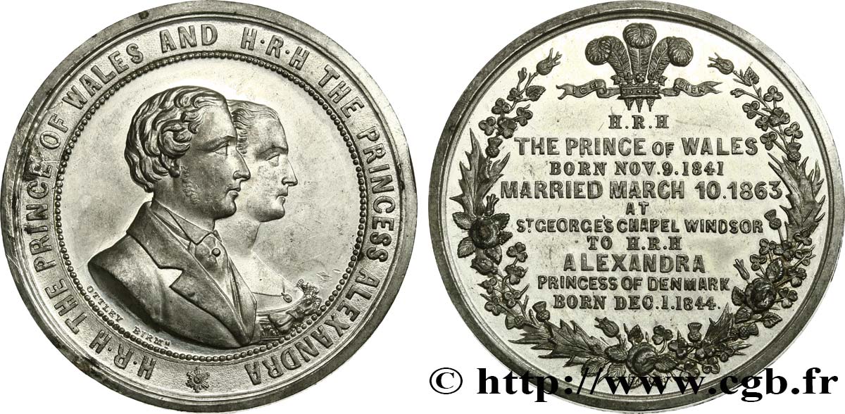 UNITED KINGDOM Médaille, Mariage du Prince de Galles, Albert-Edouard, et Alexandra du Danemark AU