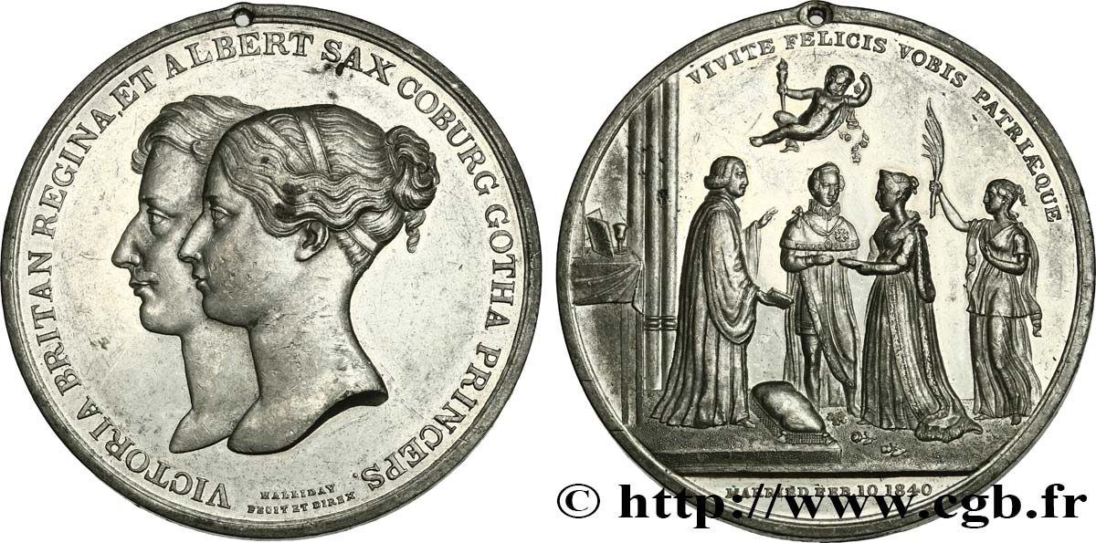 GRAN BRETAÑA - VICTORIA Médaille, Mariage de la Reine d’Angleterre Victoria et du Prince Albert de Saxe MBC
