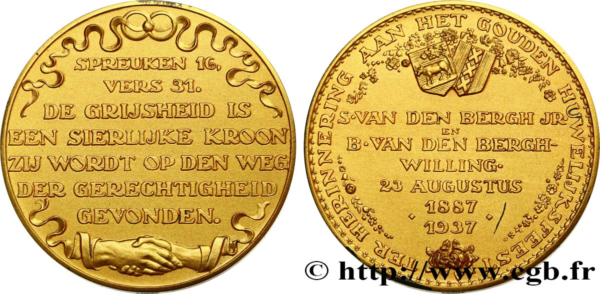 PAYS-BAS Médaille, Noces d’or de S. van den Bergh Jr. et B. van den Bergh-Willing SUP