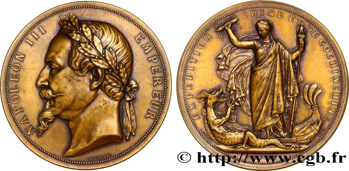 SECOND EMPIRE Médaille, Commémoration de l’expédition de Chine et Cochinchine XF/AU