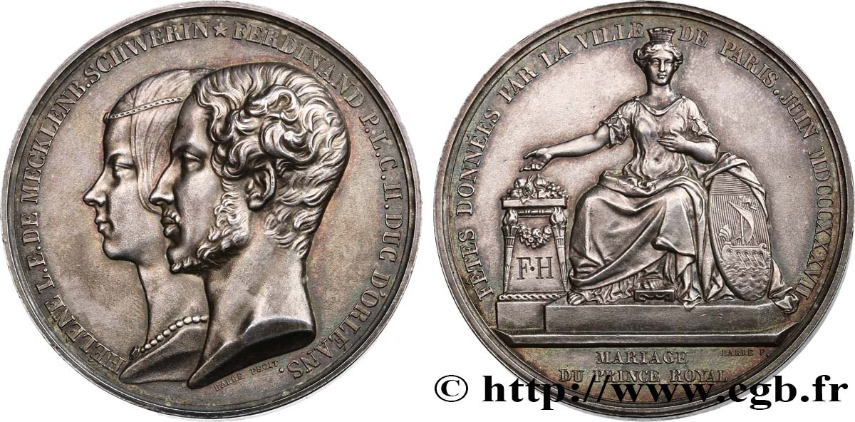 LOUIS-PHILIPPE I Médaille, Mariage du duc d’Orléans à Fontainebleau AU
