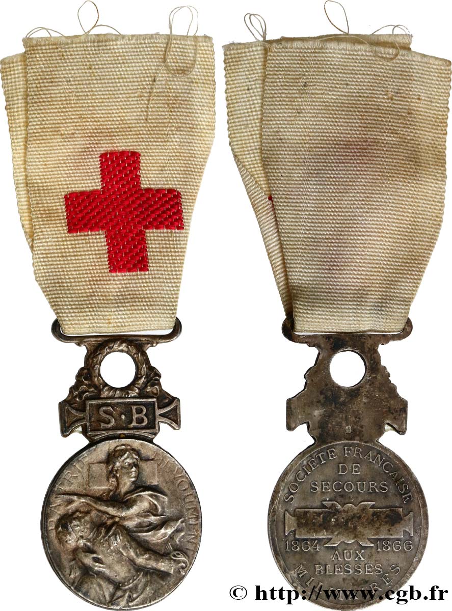 SECOND EMPIRE Médaille, Société française de secours aux blessés militaires XF