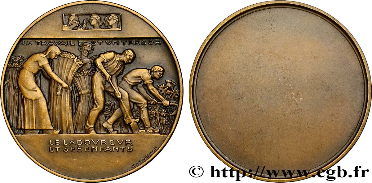 LITERATURE : WRITERS - POETS Médaille, Le laboureur et ses enfants MBC+