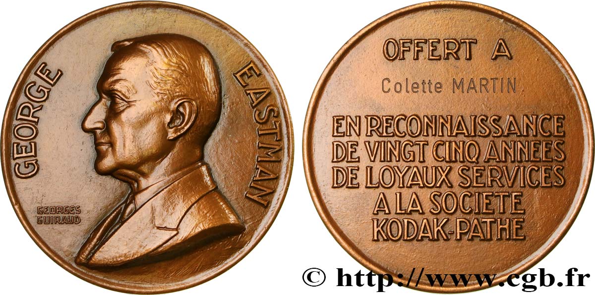 QUINTA REPUBLICA FRANCESA Médaille de récompense, Société Kodak-Pathe EBC