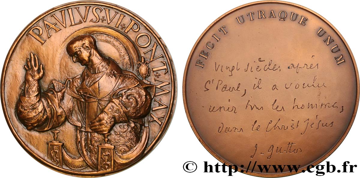 VATICAN ET ÉTATS PONTIFICAUX Médaille, Paul VI, Fecit Utraque Unum TTB+