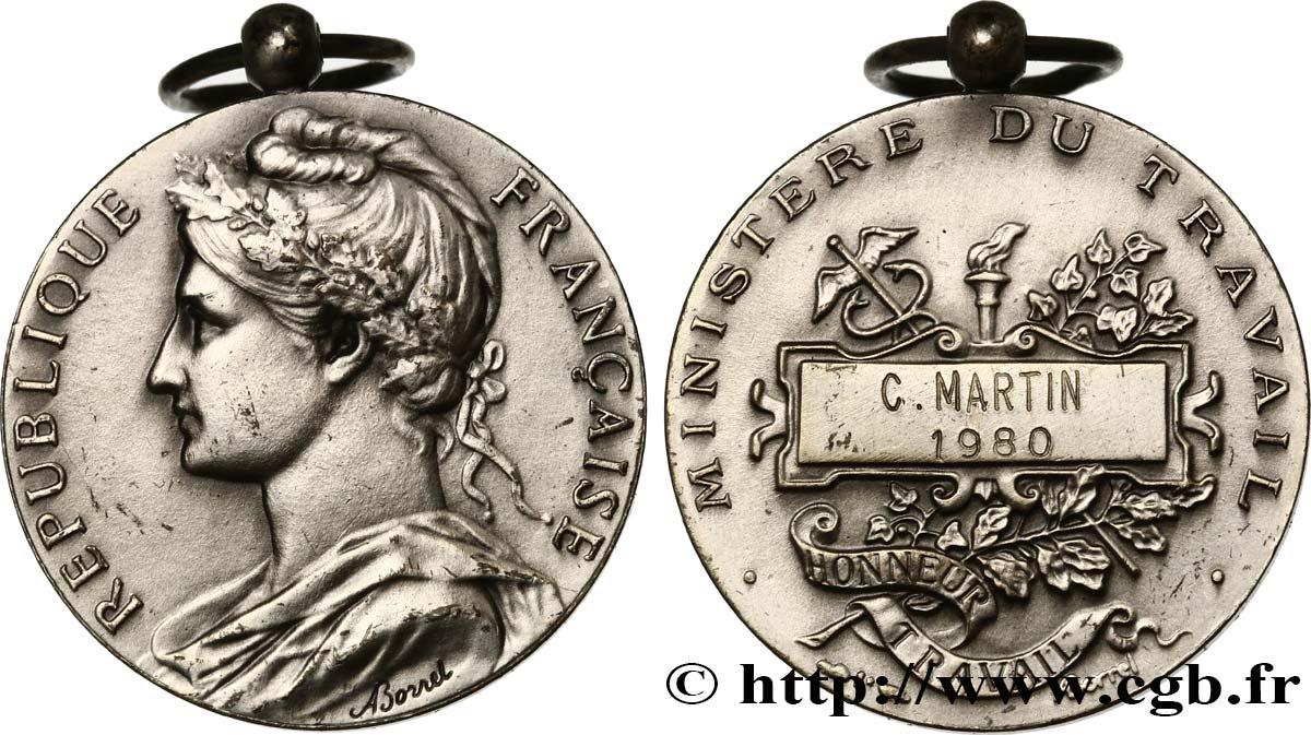 CINQUIÈME RÉPUBLIQUE Médaille d’honneur du travail TTB+