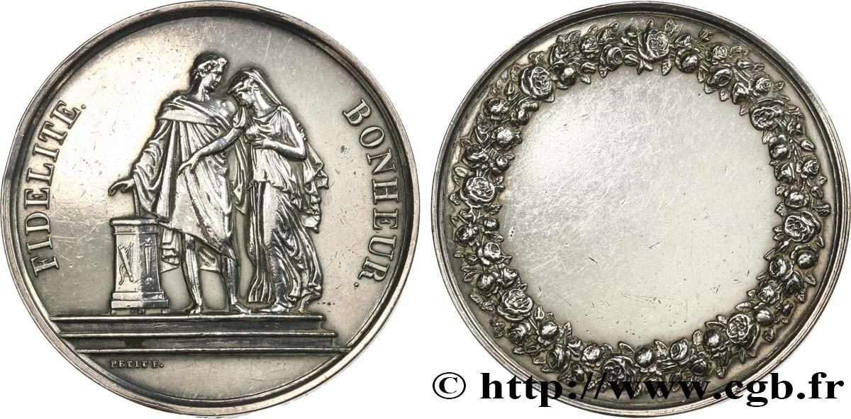 AMOUR ET MARIAGE Médaille de mariage, Fidélité et Bonheur TTB