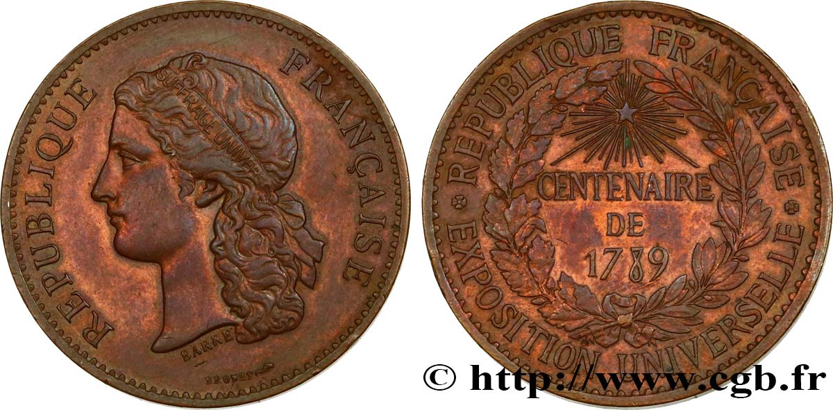 DRITTE FRANZOSISCHE REPUBLIK Médaille, Centenaire de 1789 SS