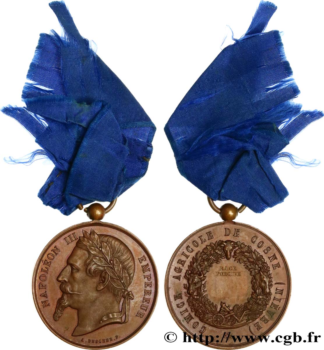 SECOND EMPIRE Médaille, Comice agricole, Race bovine AU