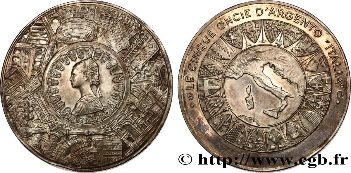 ITALIEN Médaille, Cinque oncie d’argento, “Italia” VZ